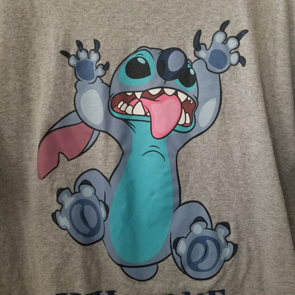 Disney Lilo & Stitch Women 2XL Gray Graphic Wild One Short Sleeve Cutoff Crop To - Picture 6 of 9